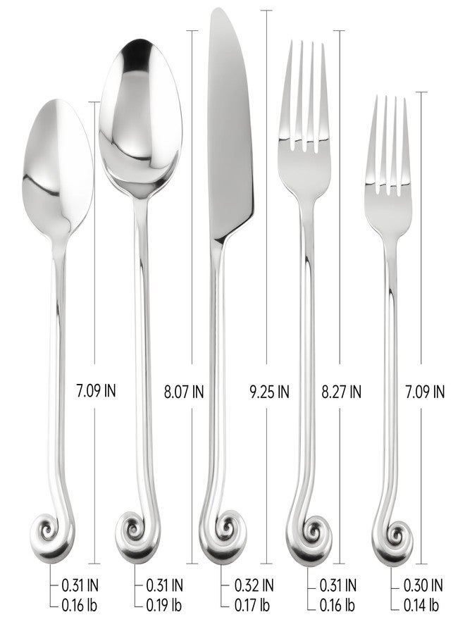 Kelenfer 18/10 Stainless Steel Flatware, Silverware Set Combo with Musical Note Tail Design, Dishwasher Safe, 20-Piece Cutlery Service for 4, Daily Use & Dinner Party - Image 2