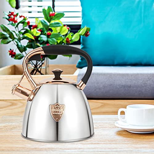 LUXGRACE Tea Kettle -2.9 Quart Tea Kettles Stovetop Whistling Teapot Stainless Steel Tea Pots for Stove Top Whistle Tea Pot (Silver-Go) - Image 5