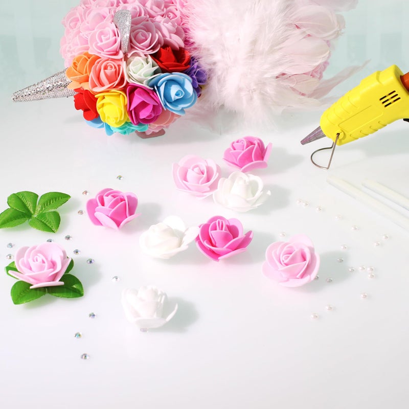 Vignor 500 Pcs 1.4 Inch Mini Artificial Flowers Head Bulk 5 in 1 Set Faux Foam Fake Small Rose Tiny Baby Flores Bouquet Cake Gift Home Decoration DIY Craft (Pink, Light Pink, White Mixed) - Image 5