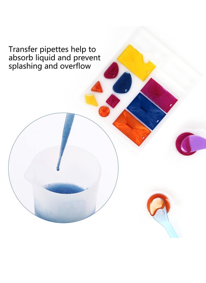 SYOSI - Silicone Measuring Cups, 250 and 100 ml Resin Mixing Cups Stirring Sticks Pipettes for Epoxy Mixing, Molds, Jewelry Making, Waxing, DIY Crafting Tools with Easy to Clean Finger Grips - Image 1