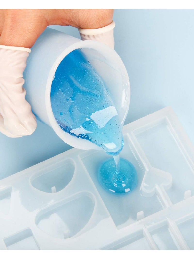 SYOSI - Silicone Measuring Cups, 250 and 100 ml Resin Mixing Cups Stirring Sticks Pipettes for Epoxy Mixing, Molds, Jewelry Making, Waxing, DIY Crafting Tools with Easy to Clean Finger Grips - Image 1