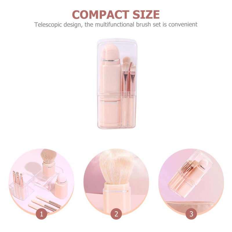 Portable 8 Pcs Mini Retractable Makeup Brush Set For Travel Eyeshadow Blush Lip - Image 4