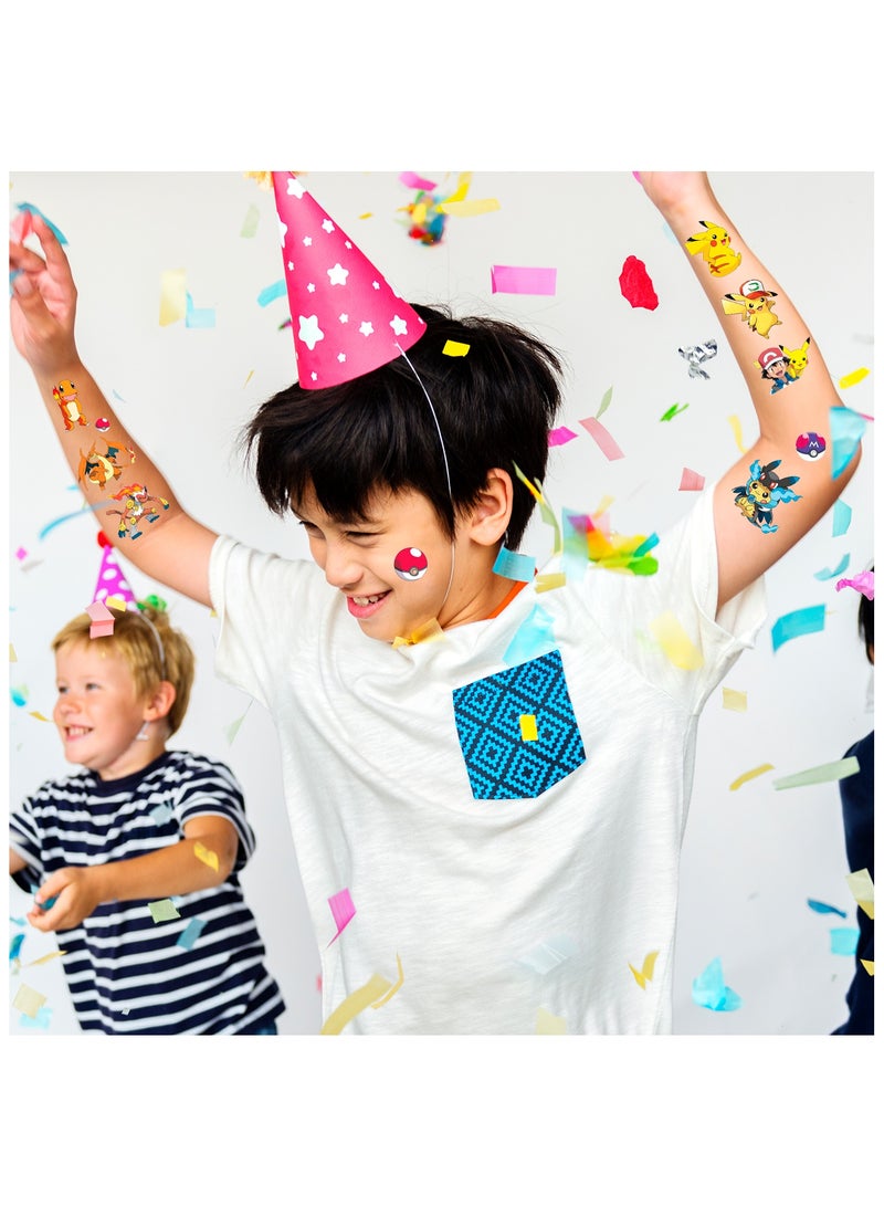 حفلة مثمرة مجموعة من 6 قطع ملصقات وشم بوكيمون مع 95 نمطًا مختلفًا، ملصقات بيكاتشو لحفلات بوكيمون، ملصقات زخرفية للأطفال لزينة حفلات أعياد الميلاد ذات طابع بوكيمون - Image 3