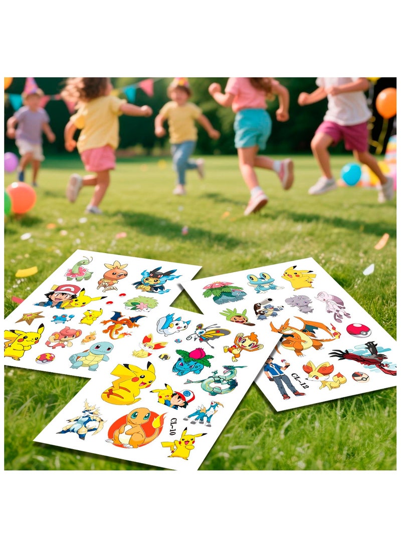 حفلة مثمرة مجموعة من 6 قطع ملصقات وشم بوكيمون مع 95 نمطًا مختلفًا، ملصقات بيكاتشو لحفلات بوكيمون، ملصقات زخرفية للأطفال لزينة حفلات أعياد الميلاد ذات طابع بوكيمون - Image 4