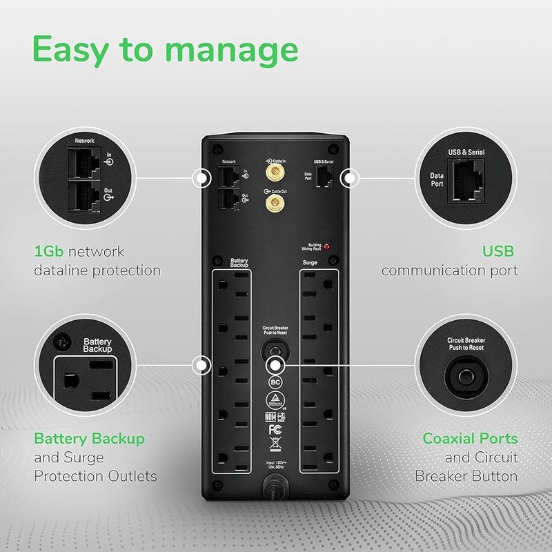 APC Back-UPS Pro 1500VA UPS Battery Backup & Surge Protector, BX1500M Backup Battery Power Supply - Image 2