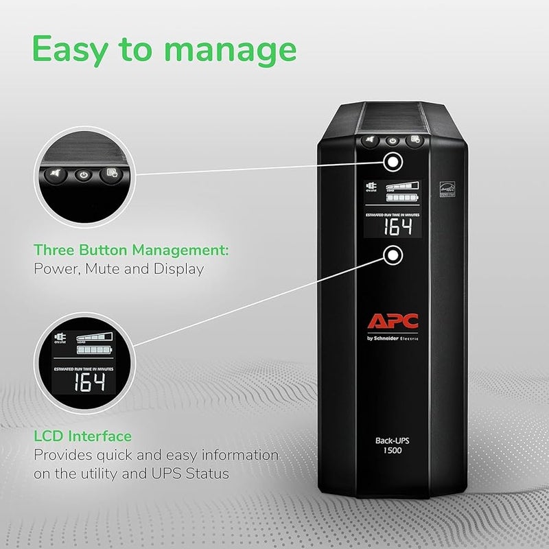 APC Back-UPS Pro 1500VA UPS Battery Backup & Surge Protector, BX1500M Backup Battery Power Supply - Image 3