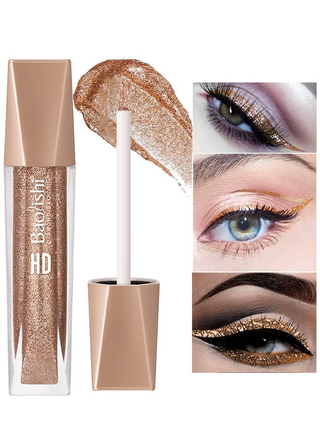 Baolishi Glitter Eyeliner Long Lasting Wear, Colored Eyeliners Makeup Pen, Metallic Liquid Eyeliner Waterproof Quick Dry Smooth No Fading Rainbow Eyeliner Eyeshadow Pencil, Women Sparkle Shimmer Color Eyeliner  - Image 1