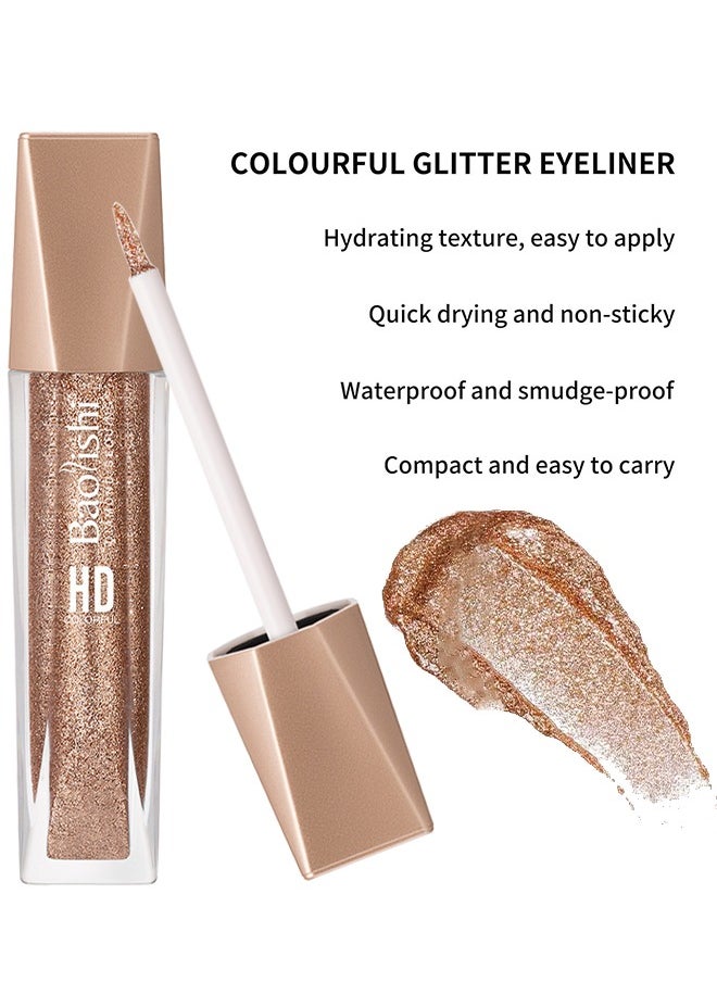 Baolishi Glitter Eyeliner Long Lasting Wear, Colored Eyeliners Makeup Pen, Metallic Liquid Eyeliner Waterproof Quick Dry Smooth No Fading Rainbow Eyeliner Eyeshadow Pencil, Women Sparkle Shimmer Color Eyeliner  - Image 3