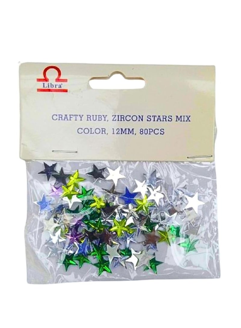 Libra CRAFTY RUBY ZIRCON STARS MIX COLOR 12MM 80PCS - Image 1