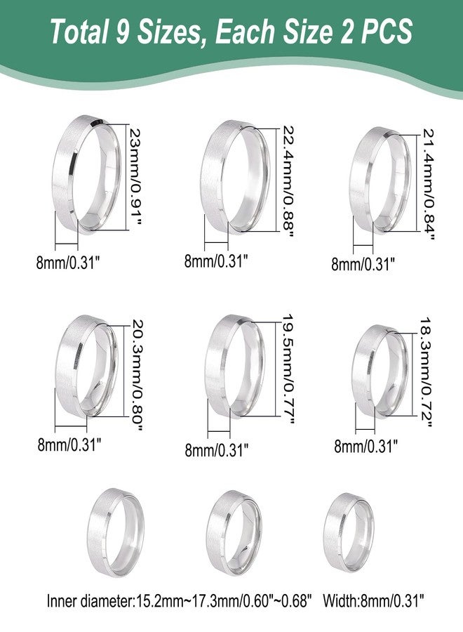 UNICRAFTALE 18Pcs Stainless Steel Plain Band Ring 9 Sizes Laser Inscription Blank Finger Ring Metal Hypoallergenic Wedding Classical Ring for Jewerly Making - Image 4