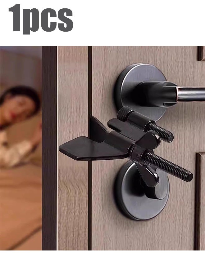 كانجلي قفل باب محمول، قفل باب أمني للمنزل، قفل سفر للأمان والخصوصية، أجهزة قفل الأبواب للمنازل والفنادق والمدارس والشقق (أسود) - Image 1