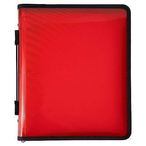 JAM PAPER Plastic Zipper 15 inch Binder Red 3 Ring Binder Sold Individually - Image 2