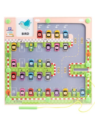 Montessori Alphabet Matching Magnetic Parking Lot Maze Game - Educational Toy For Early Learning, Hand-Eye Coordination & Letter Recognition Skills, Wooden Material - With 15 Word Cards - pzsku/Z3A0BFA160F465F3A2F5AZ/45/_/1720506011/7a4d2636-cb67-44db-b380-c7b39433ab01