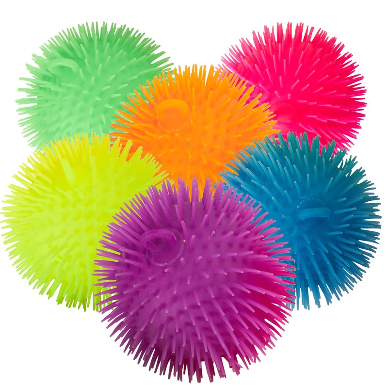 Playbees Soft Spiky Puffer Balls 6Pack 55 Inch Sensory Stress Relief Toy Assorted Colors Kids and Adults Fun Fidget Game - Image 3