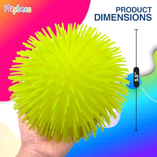 Playbees Soft Spiky Puffer Balls 6Pack 55 Inch Sensory Stress Relief Toy Assorted Colors Kids and Adults Fun Fidget Game - Image 5
