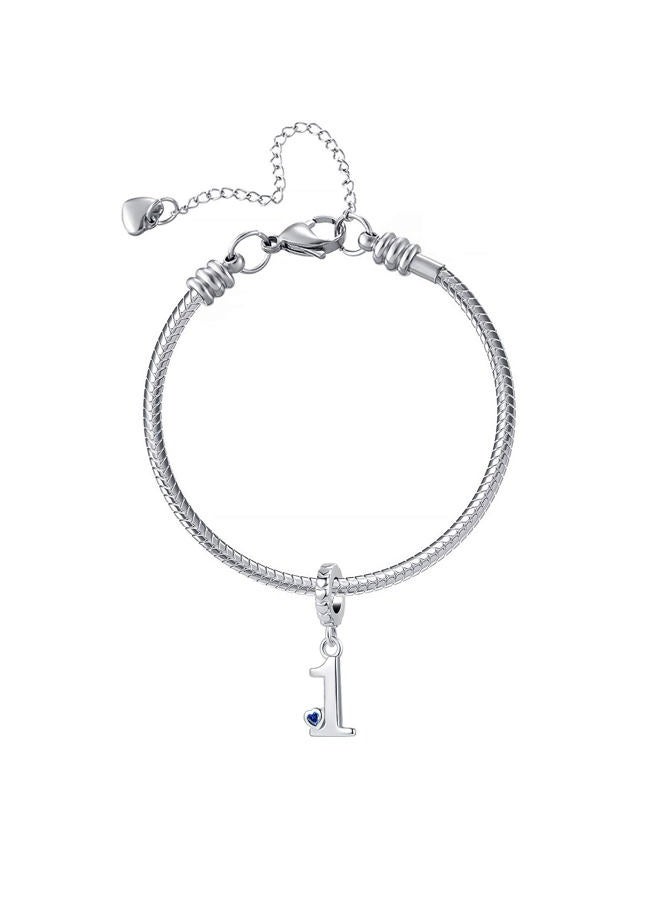 QeenseKc Lucky Number 1 2 3 4 5 6 7 8 9 Charm Initial Heart CZ Dangle Bead for Pandora Charm Bracelet, Metal crystal Rhinestone, synthetic crystal - Image 4