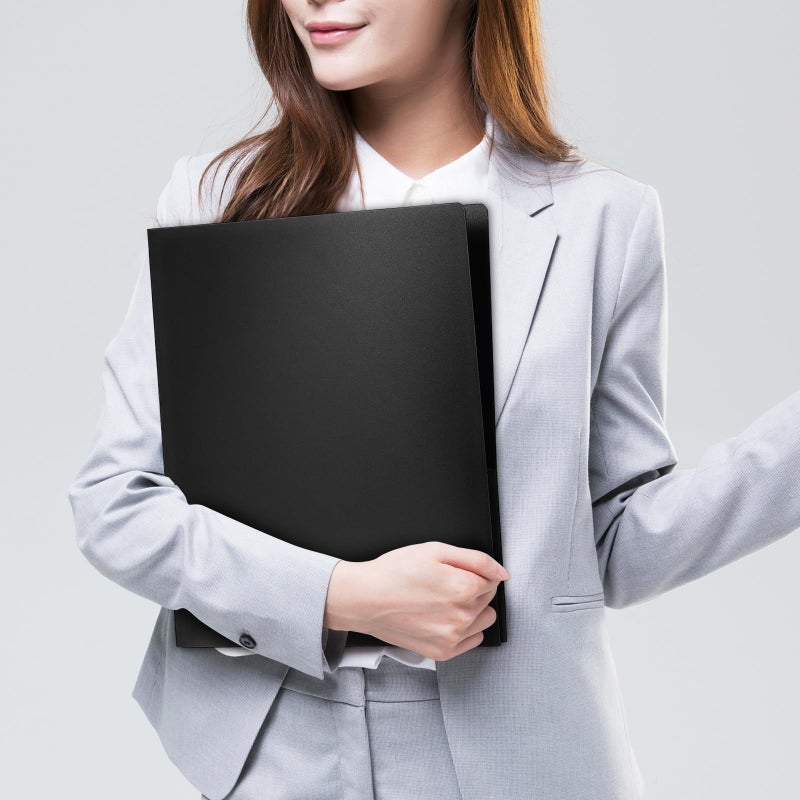 12pcs Black Presentation Folders with Pockets and Business Card Holder Cardboard Organizer - Image 5