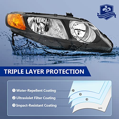 ECCPP مجموعة مصابيح أمامية لـ هوندا سيفيك سيدان 2006-2011 جانب السائق والراكب - Image 5