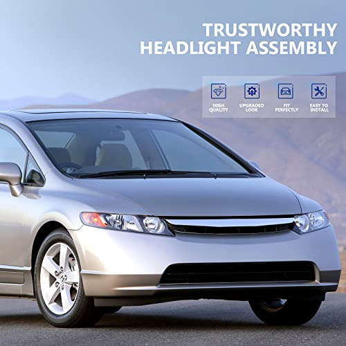 ECCPP مجموعة مصابيح أمامية لـ هوندا سيفيك سيدان 2006-2011 جانب السائق والراكب - Image 4