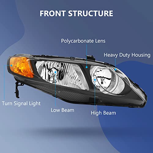 ECCPP مجموعة مصابيح أمامية لـ هوندا سيفيك سيدان 2006-2011 جانب السائق والراكب - Image 2