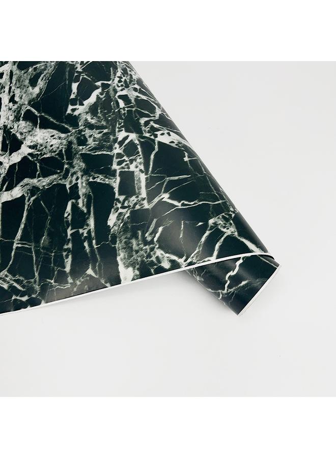 Bluejw Moisture Proof Wallpaper Self Adhesive Living Room Wall Stickers Waterproof Wallpaper  Black Marble Kitchen Stickers Wallpaper - Image 1