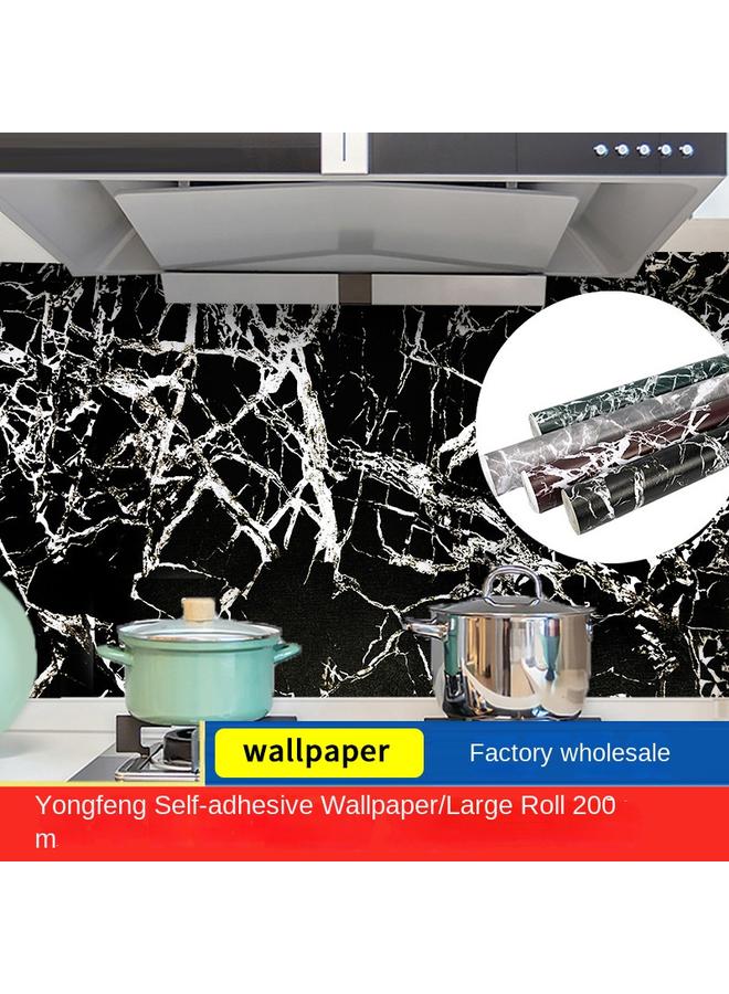 Bluejw Moisture Proof Wallpaper Self Adhesive Living Room Wall Stickers Waterproof Wallpaper  Black Marble Kitchen Stickers Wallpaper - Image 4