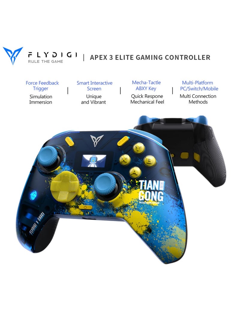 FlyDigi FLYDIGI Apex 3 Elite Gaming Controller, Force Feedback Trigger, Full-Color LED Display, Multi-Platform Controller for Windows PC, NS, Android, IOS Native, TV (Interstellar+Dock)  - Image 1