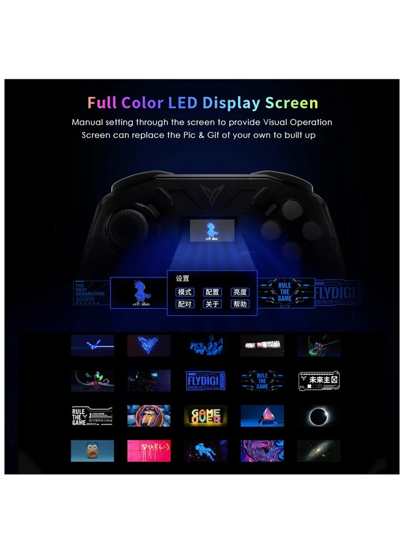 FlyDigi FLYDIGI Apex 3 Elite Gaming Controller, Force Feedback Trigger, Full-Color LED Display, Multi-Platform Controller for Windows PC, NS, Android, IOS Native, TV (Interstellar+Dock)  - Image 4