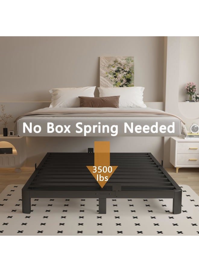 KOSOSO 6 Inch King Size Bed Frame with Metal Gaskets, Black Bed Frame King Size No Box Spring Needed, Heavy Duty Steel Platform Support, Round Corner Design, Reserved Holes, Noiseless, Easy Assembly - Image 4