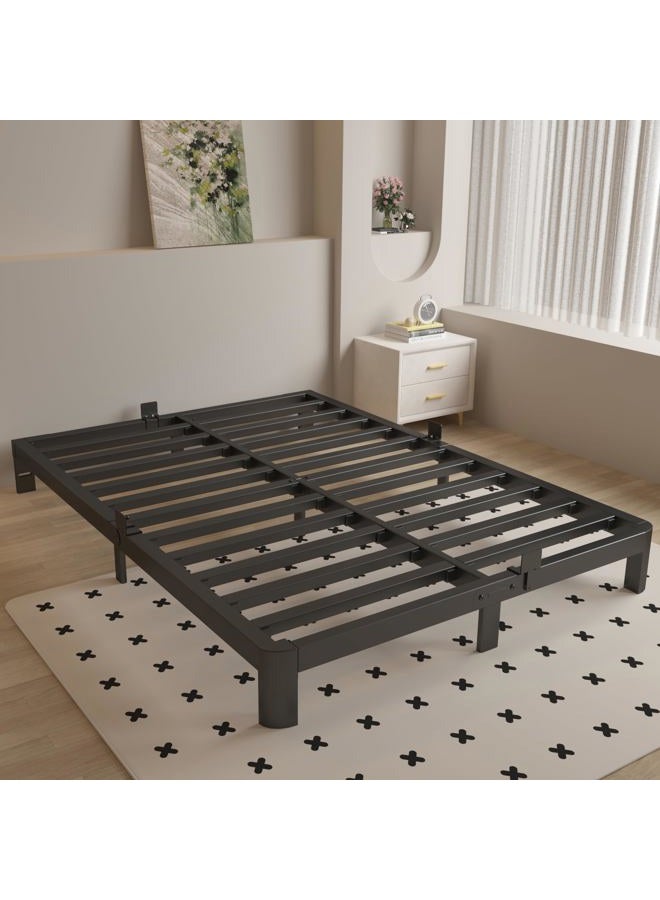 KOSOSO 6 Inch King Size Bed Frame with Metal Gaskets, Black Bed Frame King Size No Box Spring Needed, Heavy Duty Steel Platform Support, Round Corner Design, Reserved Holes, Noiseless, Easy Assembly - Image 1