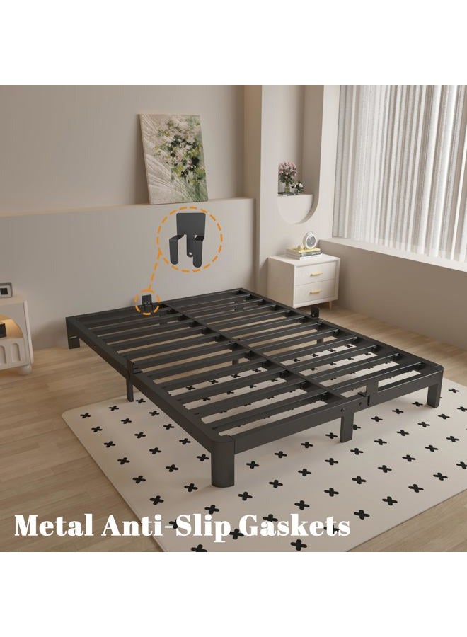 KOSOSO 6 Inch King Size Bed Frame with Metal Gaskets, Black Bed Frame King Size No Box Spring Needed, Heavy Duty Steel Platform Support, Round Corner Design, Reserved Holes, Noiseless, Easy Assembly - Image 5