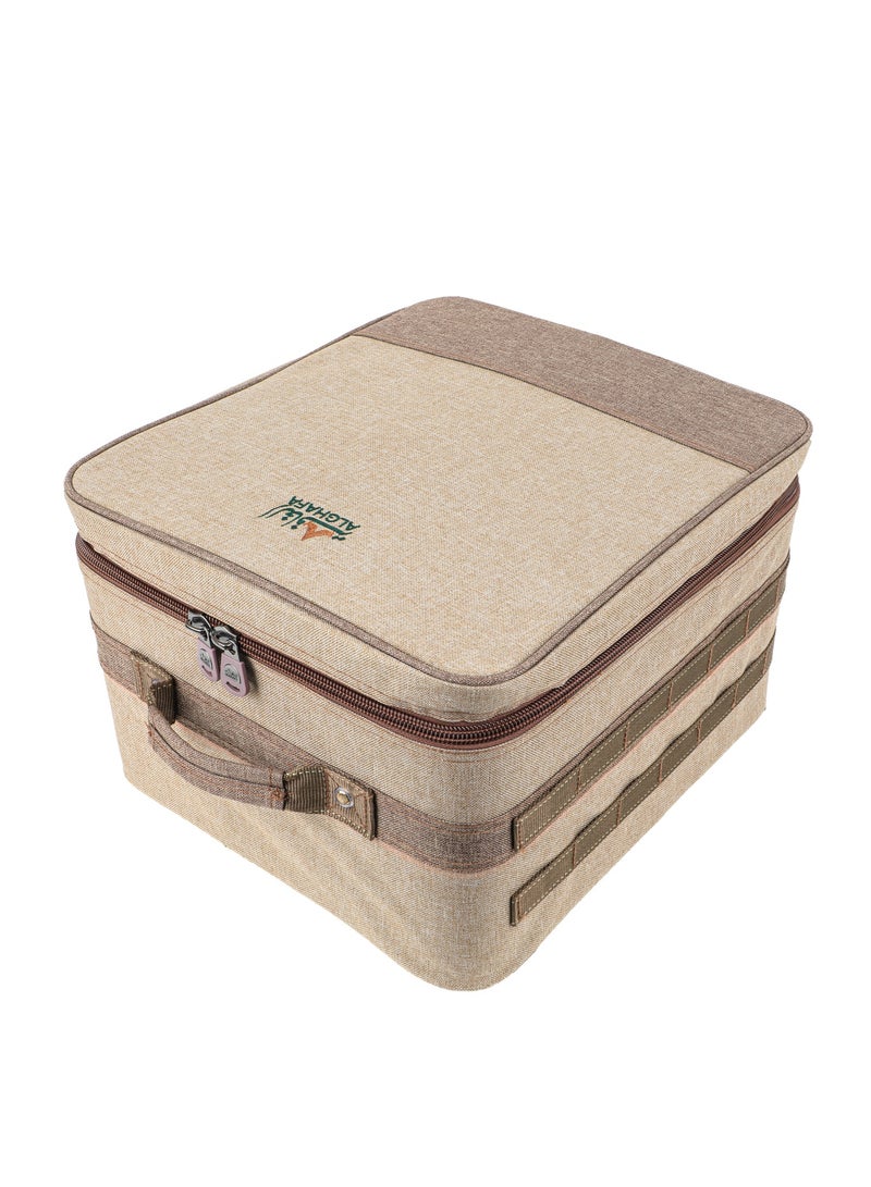 الغافة شنطة للرحلات ، عزبة مسافي للرحلات، شنطة كشتات، شنطة تخييم ، شنطة البر ، اللون خشبي، مقاس 45*35*25سم - Image 3