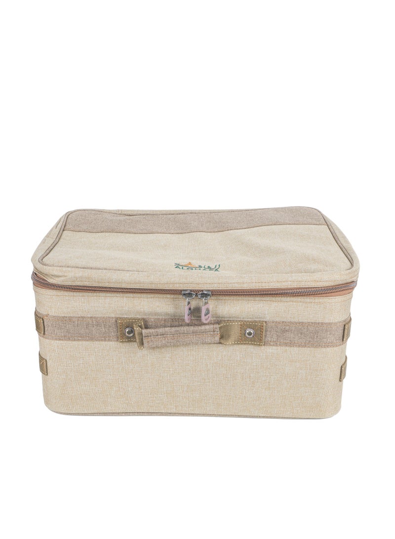 الغافة شنطة للرحلات ، عزبة مسافي للرحلات، شنطة كشتات، شنطة تخييم ، شنطة البر ، اللون خشبي، مقاس 45*35*25سم - Image 4