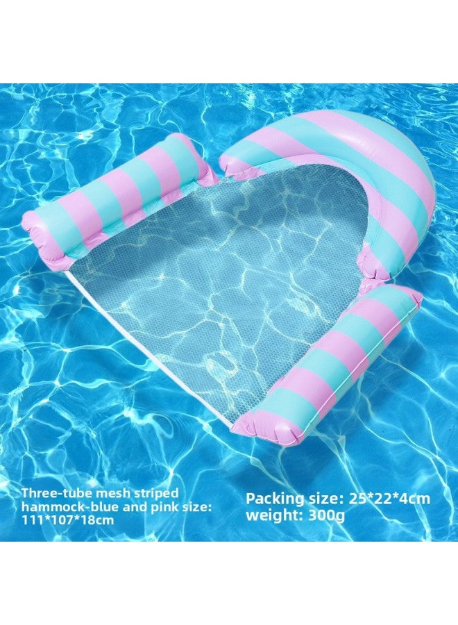 Pool Float - Three-tube mesh striped hammock-rose blue Pool Float - Have ce/cpc/gpsr certificate - Pool Float Bed, Adult Water Raft, Beach Swimming Lounger, Foldable Floating Chair, Summer Pool Party Float - Image 1