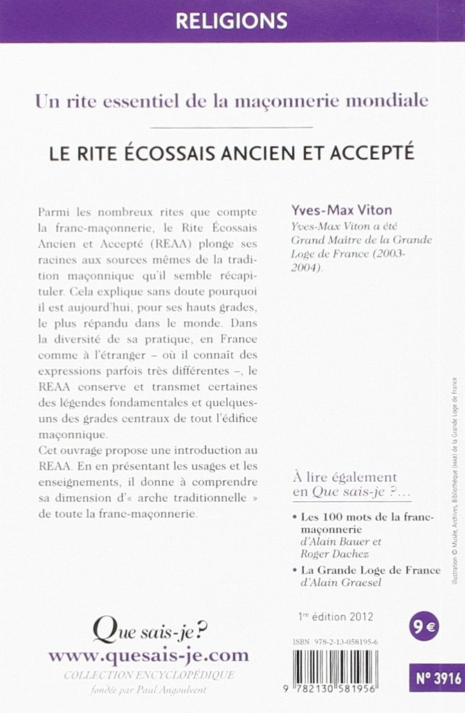 Le Rite Écossais Ancien et Accepté: Préface de Roger Dachez (Que sais-je?) - Image 2