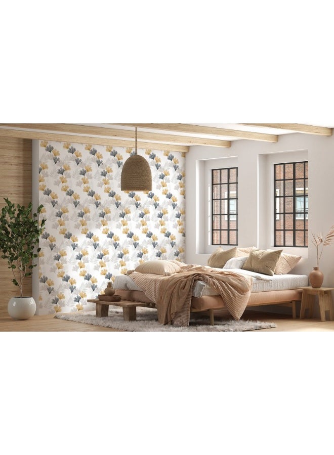 Home Gallery Ginkgo Biloba Flowers Seamless Pattern Fabric Wallpaper Covers An Area ​​Up To 4.2Mx3M With Adhesive  And Smoothing Tool - Image 5