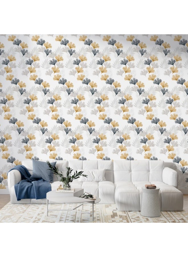 Home Gallery Ginkgo Biloba Flowers Seamless Pattern Fabric Wallpaper Covers An Area ​​Up To 4.2Mx3M With Adhesive  And Smoothing Tool - Image 4