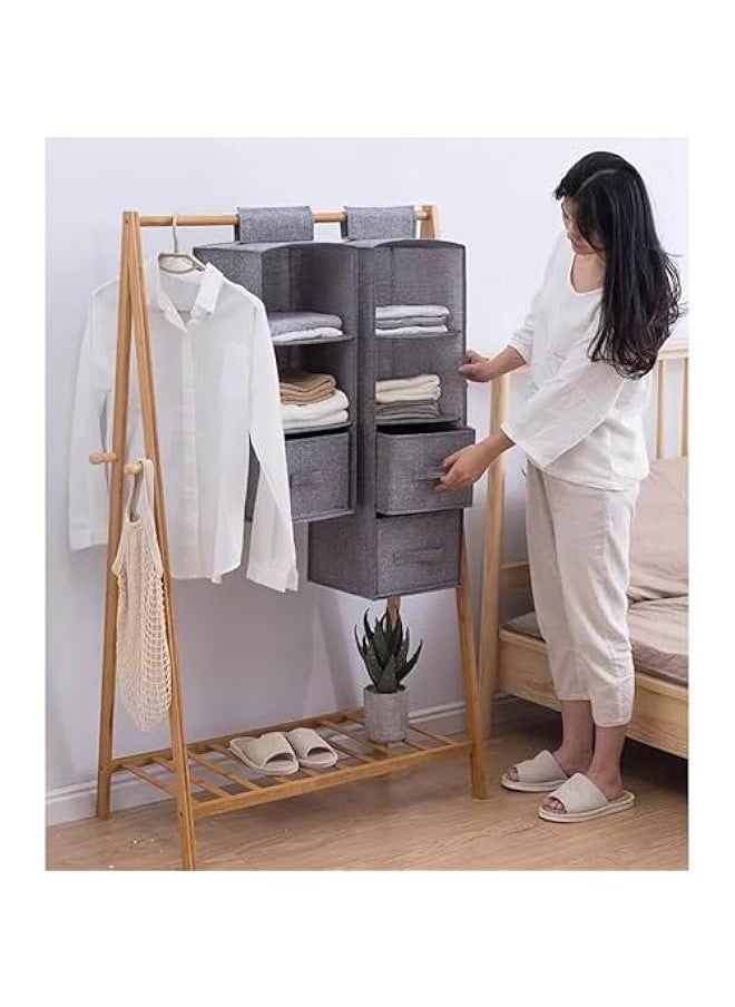 HOOKOR 4-Shelf Hanging Closet Organizer with 1-Drawer Divider Space Saver Foldable for Clothes Shoes, Hanging Shelves for Closet, Fabric 80x27x22CM(Dark Grey)  - Image 2