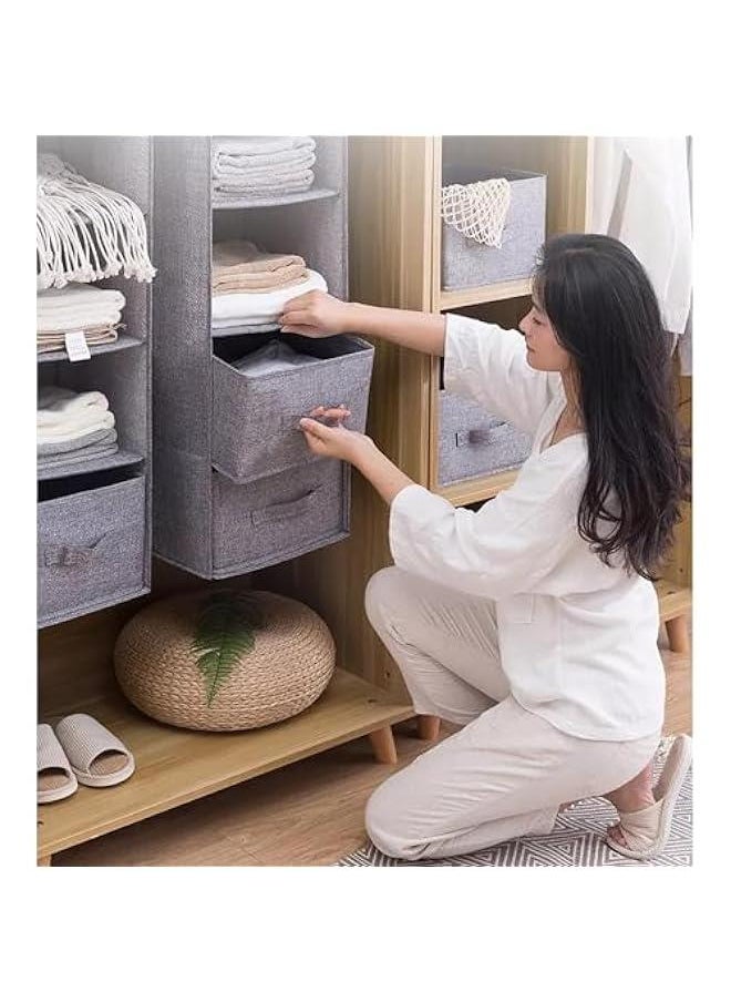 HOOKOR 4-Shelf Hanging Closet Organizer with 1-Drawer Divider Space Saver Foldable for Clothes Shoes, Hanging Shelves for Closet, Fabric 80x27x22CM(Dark Grey)  - Image 4
