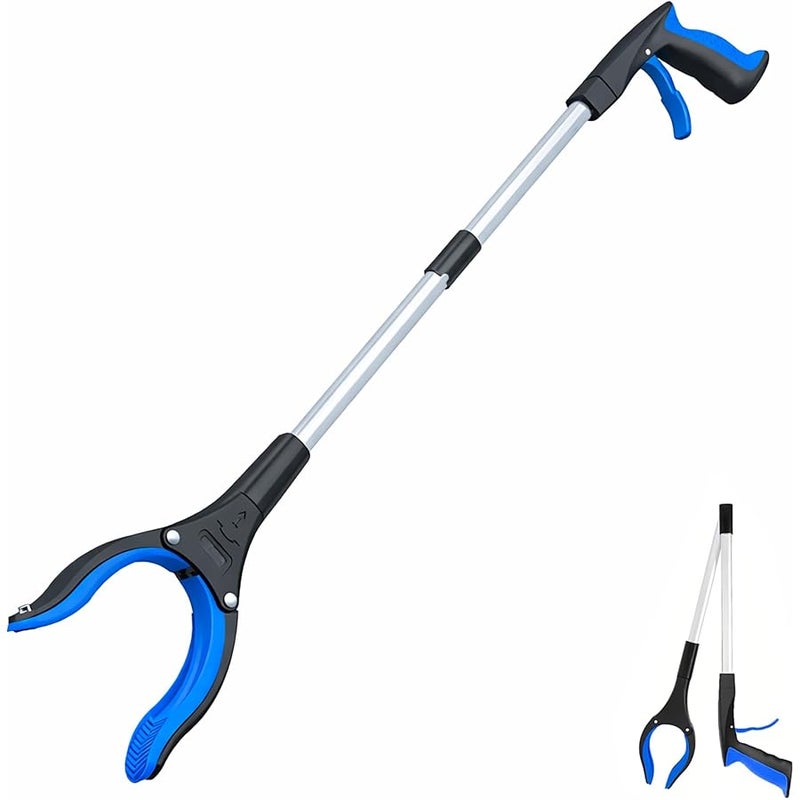 POPDA Grabber Reacher Tool - 32” Extra Long Foldable Gripper and Reaching Tool - Heavy Duty Pick Up Stick Grabbers for Seniors, Trash, Surgery Recovery Must Haves Gifts (Blue) - Image 1