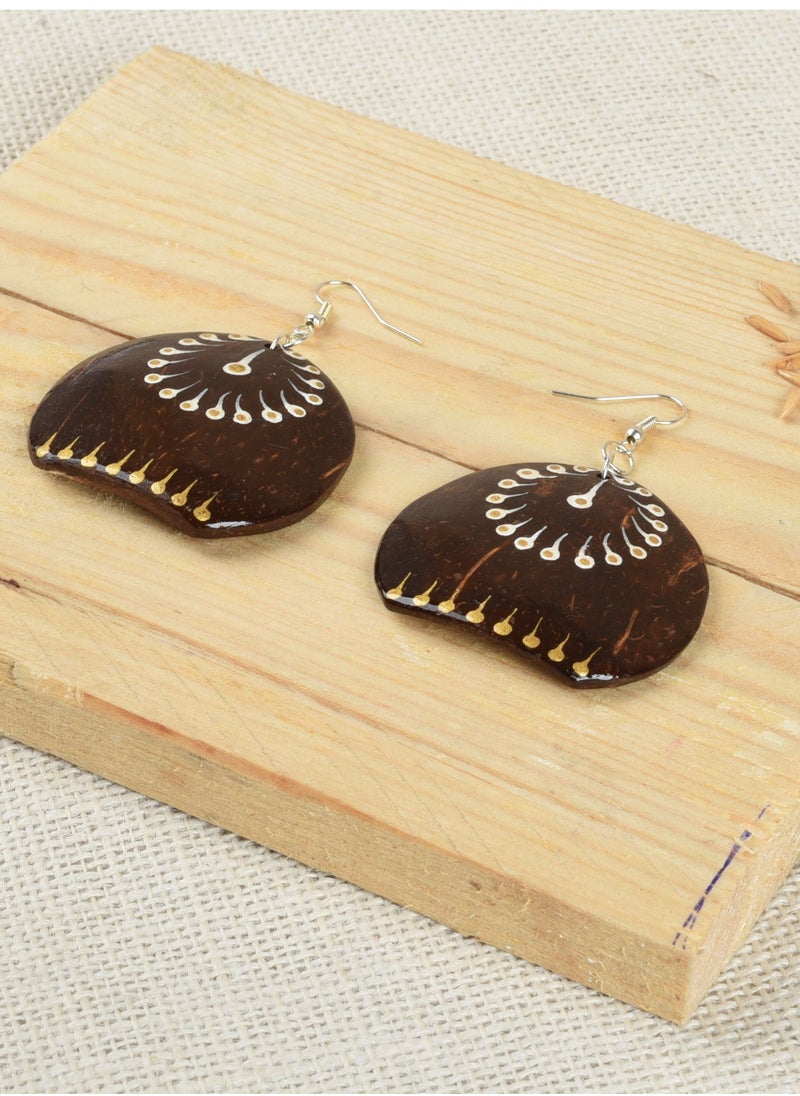N & H N&H Eco-friendly Handmade Jewellery 4 Pairs Coconut Wooden Earrings Lightweight Hoopwire Earrings Bohemian Pendant Dangle Earrings Set  - Image 3