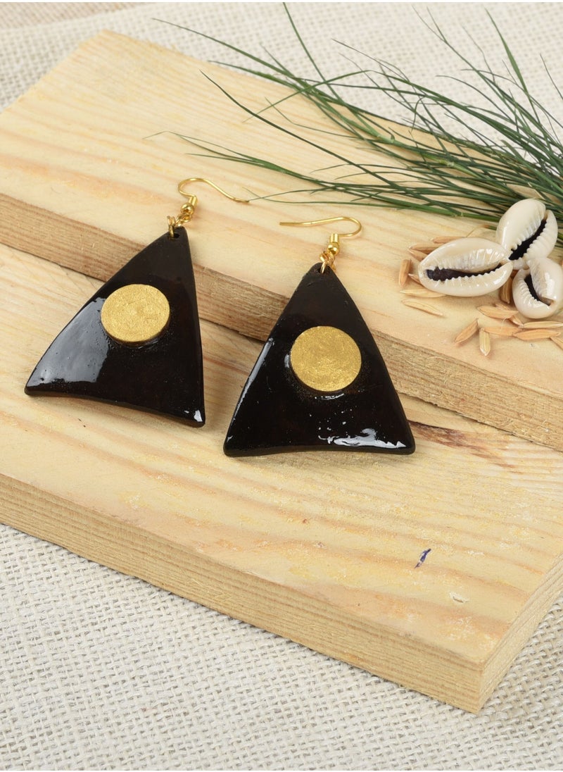 N & H N&H Eco-friendly Handmade Jewellery 4 Pairs Coconut Wooden Earrings Lightweight Hoopwire Earrings Bohemian Pendant Dangle Earrings Set  - Image 5