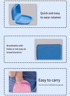 Generic Braces Storage Box Orthodontic Retainer Bracket Box Portable Denture Storage Box Blue  - Image 3