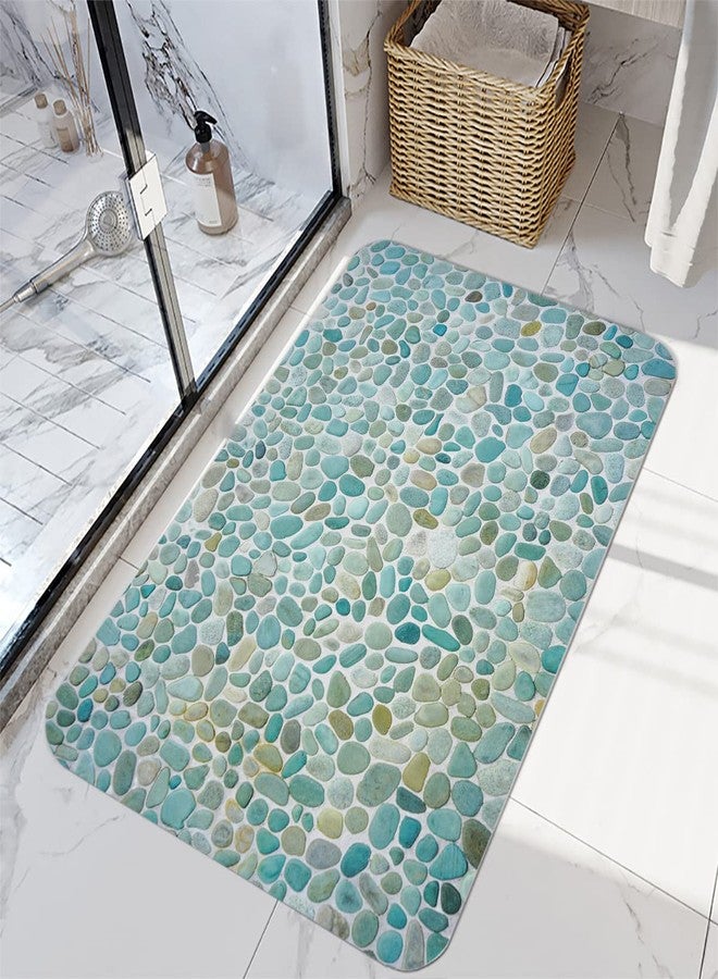 LYFANS Bathroom Uses Absorbent Non Slip Bath Mats, Kitchen Floor Mats, Artistic Small Stone 3D Carpets (24x16 Inches), and Flannel Memory Sponge Floor Mats for Bedside Living Rooms. - Image 4