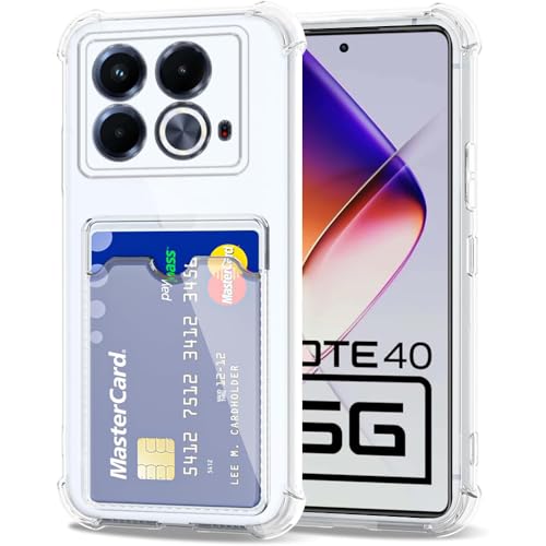 Casotec Premium Shockproof Transparent TPU Back Case Cover with Built-in Slim Card Holder Wallet for Infinix Note 40 4G / Note 40s 4G - Clear - Image 1