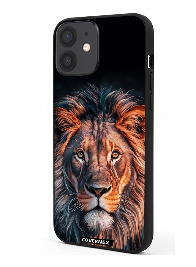Covernex Apple iPhone 12 Mini Protective Case Cover Printed Featuring Majestic Lion Portrait - Image 1