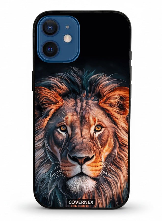 Covernex Apple iPhone 12 Mini Protective Case Cover Printed Featuring Majestic Lion Portrait - Image 2