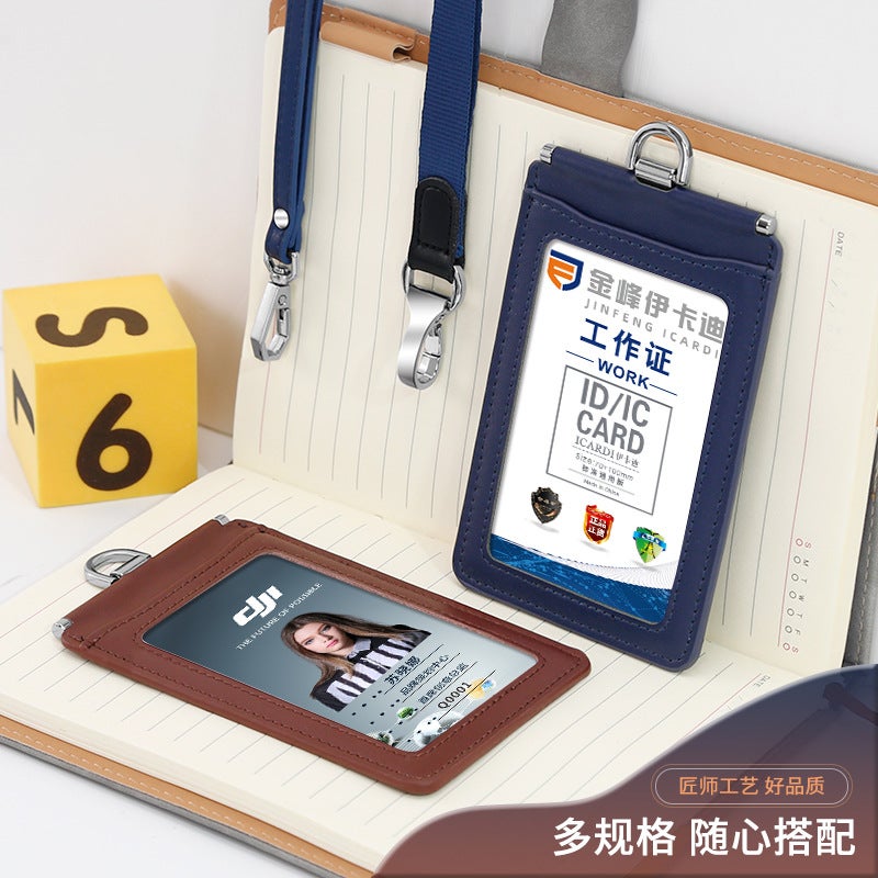 Genuine Leather Business Card Holder – Double-Sided Transparent with Lanyard - Image 4