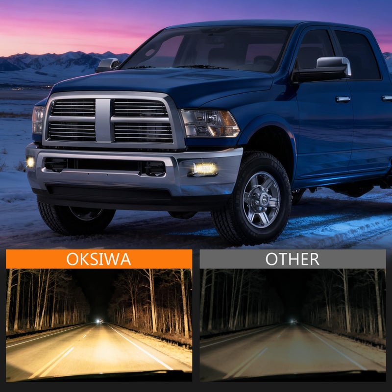 OKSIWA LED Fog Lights with DRL for 2009-2012 Dodge Ram 1500, 2010-2018 Ram 2500,2012-2018 Ram 3500,White DRL&Amber Turn Signal,Weatherproof,Front Bumper Fog Lamps Replacement,Only Include DRL Harness - Image 5