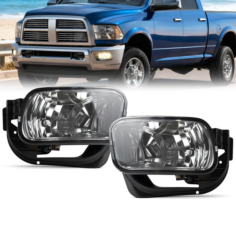 OKSIWA LED Fog Lights with DRL for 2009-2012 Dodge Ram 1500, 2010-2018 Ram 2500,2012-2018 Ram 3500,White DRL&Amber Turn Signal,Weatherproof,Front Bumper Fog Lamps Replacement,Only Include DRL Harness - Image 1